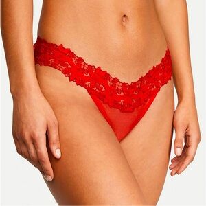 Victoria’s Secret Very Sexy Satin Ziggy Floral Embroidery Crotchless Thong Panty